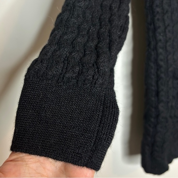 Hudson Alpaca Black Cable Knit Shawl Cardigan Size S - Picture 5 of 11